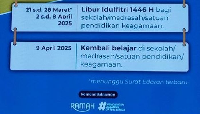 Simak Jadwal Libur Idul Fitri 1446 Hijriah dan Pembelajaran Sekolah 2025