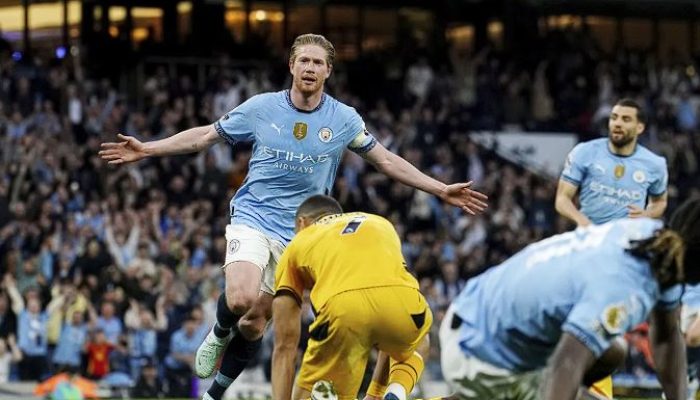 Pertandingan Kandang Terakhir, De Bruyne Cetak Gol Kemenangan di Laga Man City vs Wolves