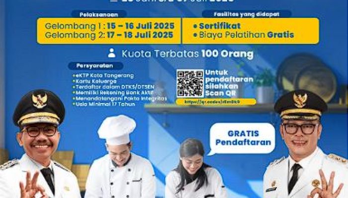 Daftar Sekarang! Pelatihan Tata Boga Gratis di Kota Tangerang, Kuota Cuma 100 Orang