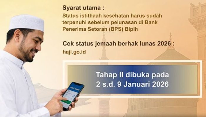 Pelunasan Bipih Haji 2026 Tahap II Dibuka 2–9 Januari