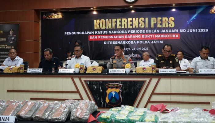 Polda Jatim Bongkar Ribuan Kasus Narkoba Semester I 2026, Selamatkan 2,79 Juta Jiwa