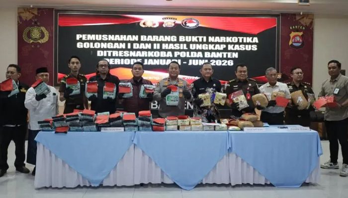 Polda Banten Musnahkan Puluhan Kilogram Narkoba, Nilai Barang Bukti Tembus Rp90,5 Miliar